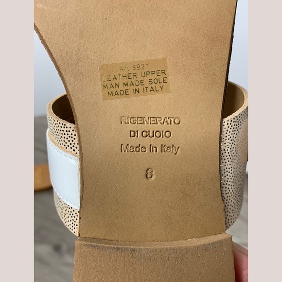 Victor Italian Leather Colorblock Neutral Sandals - Picture 4 of 5